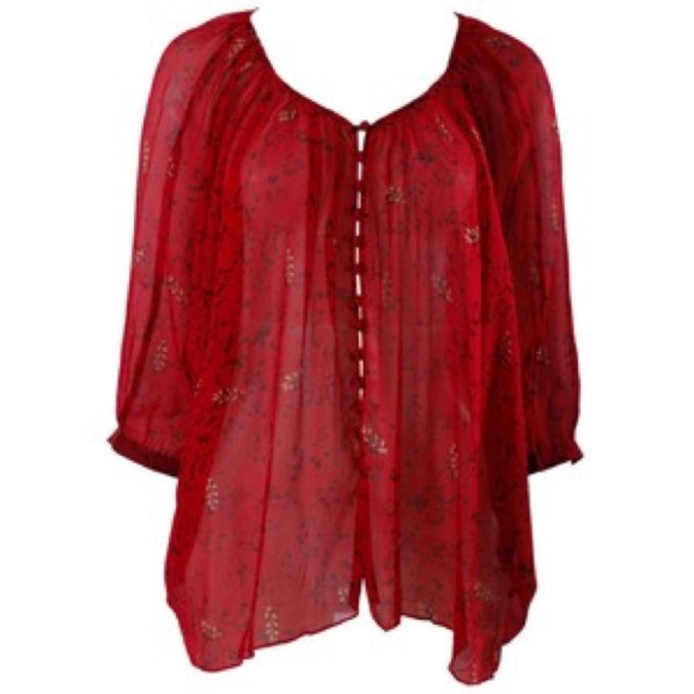 Crimson Tiger Lilly Blouse by Winter Kate NWOT